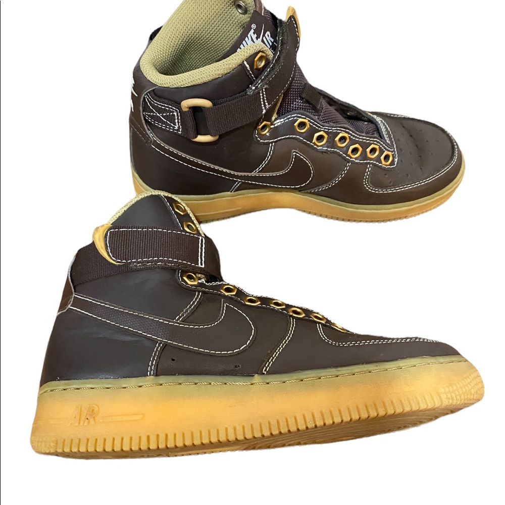 Nike Air Force 1 Mid High Top Brown Gum Youth Size 4Y 653998-200 No Laces